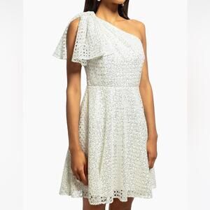 Shoshanna Midnight NWT Lainey One Shoulder Lattice Lace Sequin Cocktail Dress 6